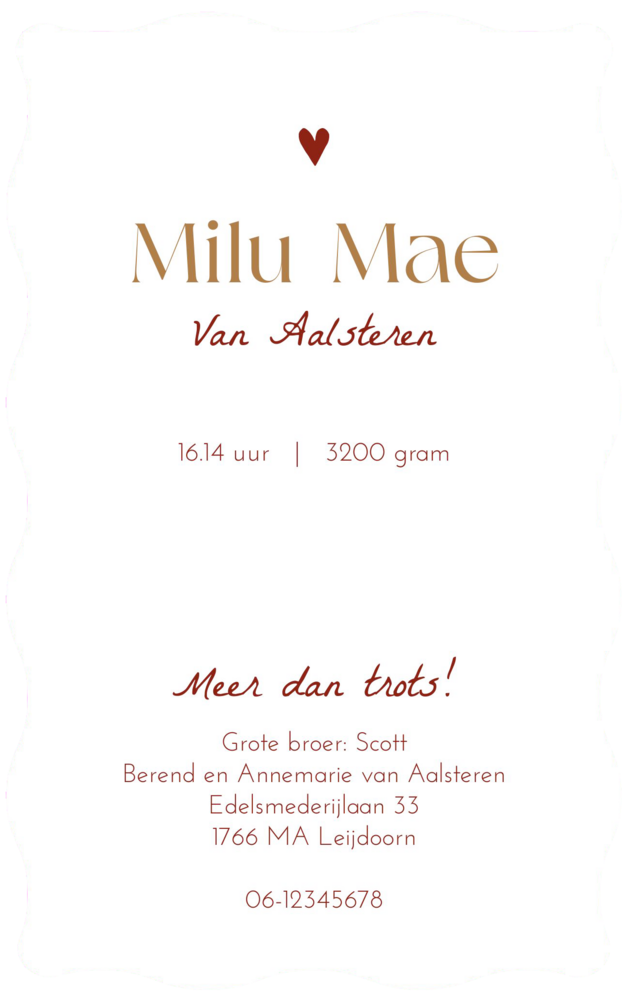 Geboortekaartje neutraal streepjes Milu