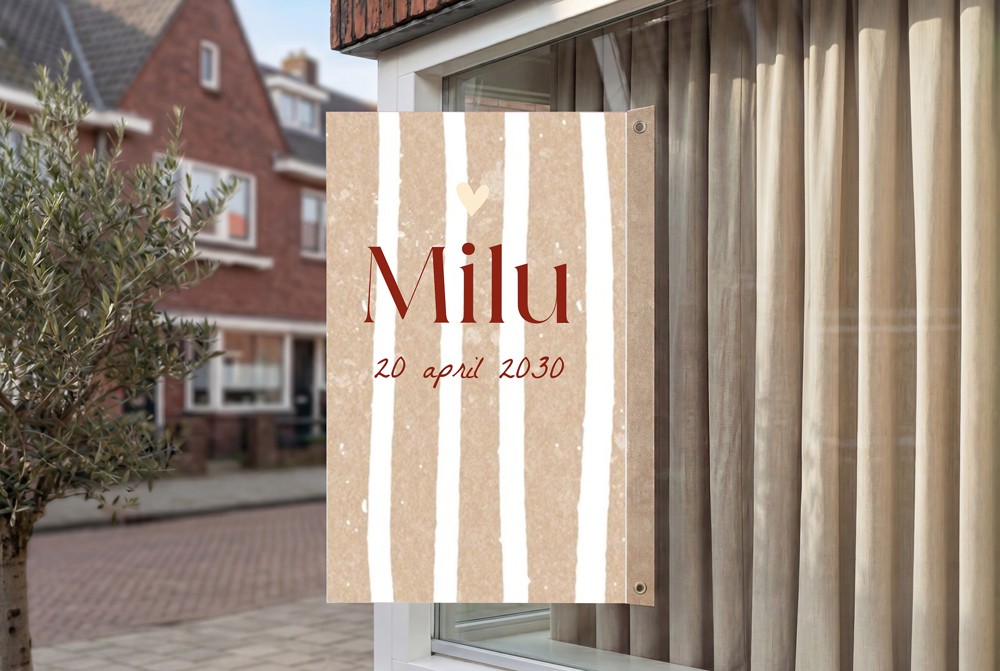 Geboortebord streepjes Milu – bijpassend bij geboortekaartje