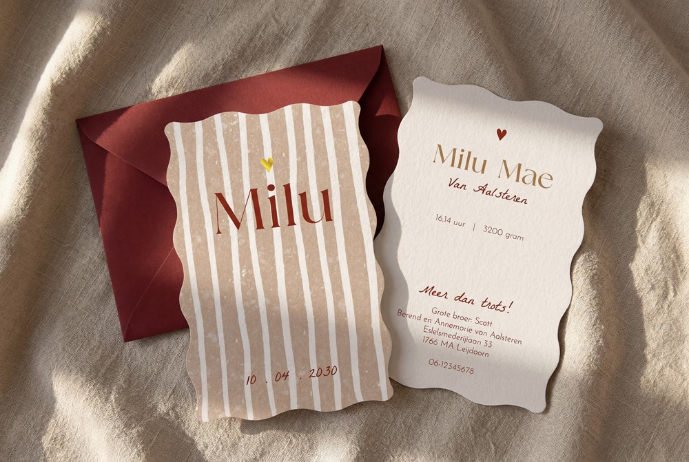 Geboortekaartje neutraal streepjes Milu