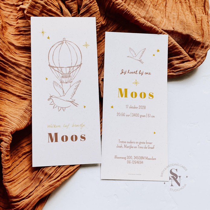 Geboortekaartje Ooievaar - Moos