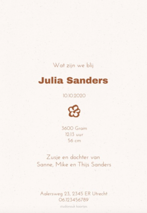 kaart achterzijde