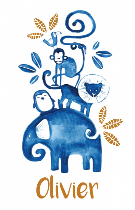 Geboortekaartje dieren waterverf - Olivier