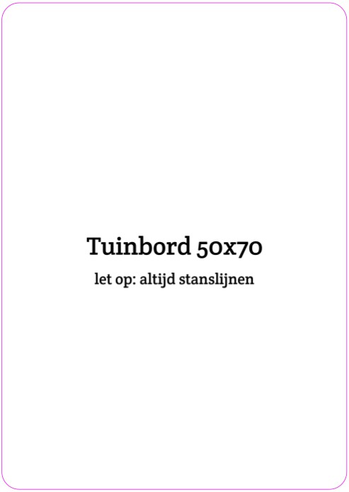 Tuinbord 50x70 - variabele stans